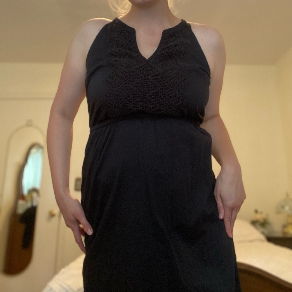 Black tank neckline sleeveless maxi dress